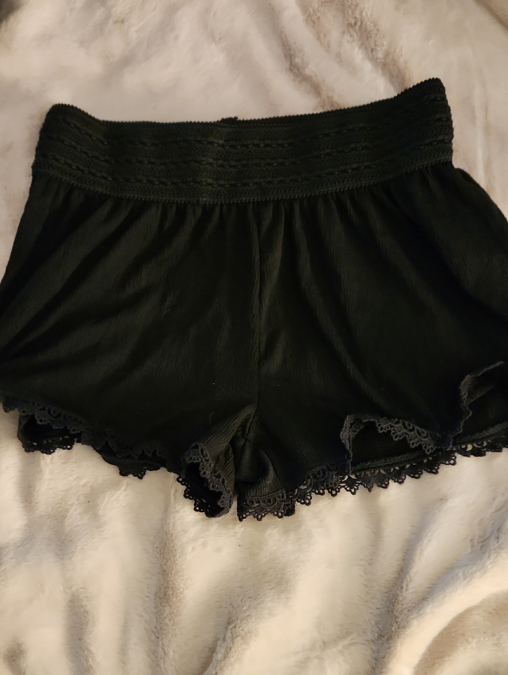 Black Lace Trim Lounge Shorts